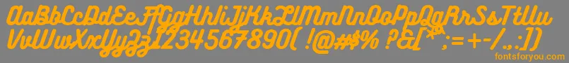 フォントBukhariScript – オレンジの文字は灰色の背景にあります。