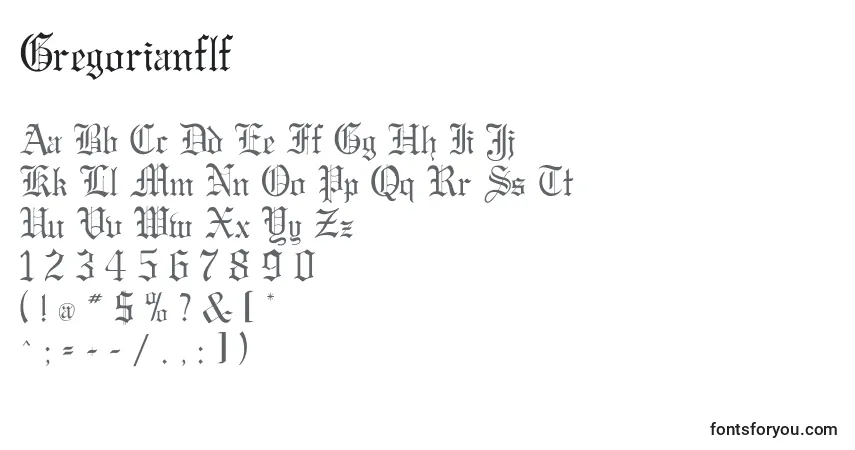 Gregorianflf-fontti – aakkoset, numerot, erikoismerkit