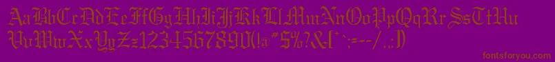 フォントGregorianflf – 紫色の背景に茶色のフォント