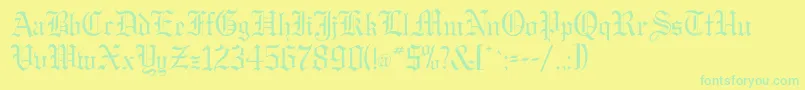 Fonte Gregorianflf – fontes verdes em um fundo amarelo
