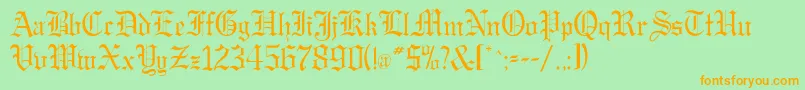 Gregorianflf-Schriftart – Orangefarbene Schriften auf grünem Hintergrund