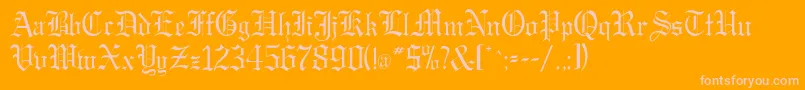 Gregorianflf-fontti – vaaleanpunaiset fontit oranssilla taustalla
