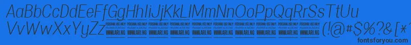 Шрифт SpecifypersonalConlightitalic – чёрные шрифты на синем фоне