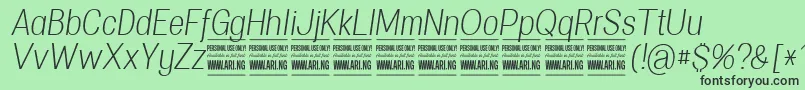 SpecifypersonalConlightitalic Font – Black Fonts on Green Background