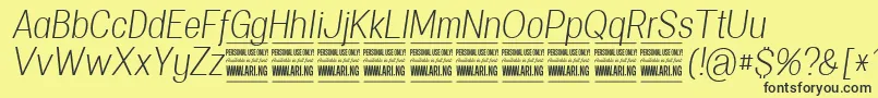 SpecifypersonalConlightitalic Font – Black Fonts on Yellow Background