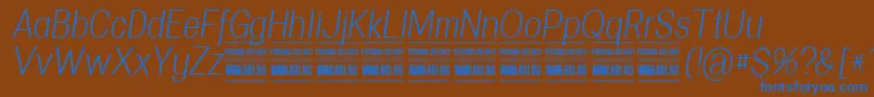SpecifypersonalConlightitalic-Schriftart – Blaue Schriften auf braunem Hintergrund