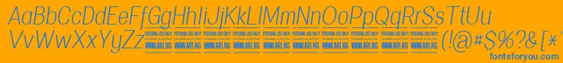 SpecifypersonalConlightitalic Font – Blue Fonts on Orange Background