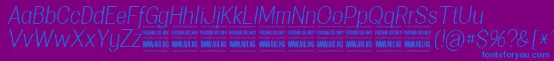 SpecifypersonalConlightitalic Font – Blue Fonts on Purple Background