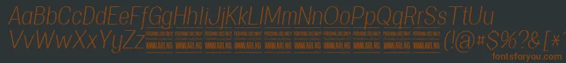 SpecifypersonalConlightitalic-Schriftart – Braune Schriften auf schwarzem Hintergrund
