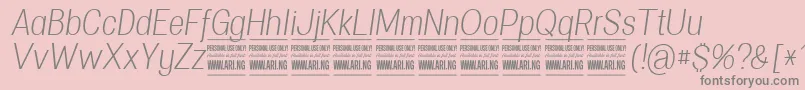 Fonte SpecifypersonalConlightitalic – fontes cinzas em um fundo rosa