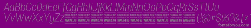 フォントSpecifypersonalConlightitalic – 紫の背景に灰色の文字