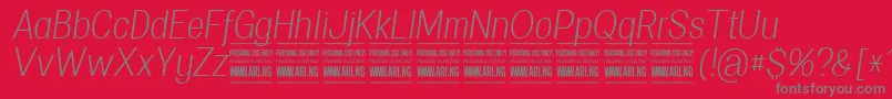 SpecifypersonalConlightitalic Font – Gray Fonts on Red Background