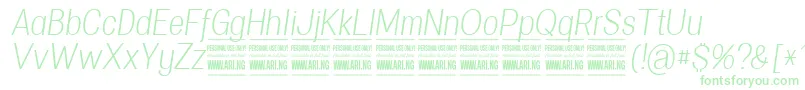 Czcionka SpecifypersonalConlightitalic – zielone czcionki na białym tle