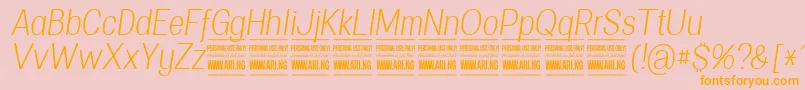 SpecifypersonalConlightitalic-Schriftart – Orangefarbene Schriften auf rosa Hintergrund