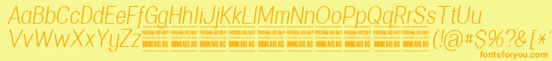 Шрифт SpecifypersonalConlightitalic – оранжевые шрифты на жёлтом фоне