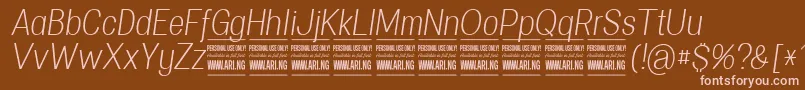 Шрифт SpecifypersonalConlightitalic – розовые шрифты на коричневом фоне