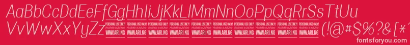 SpecifypersonalConlightitalic Font – Pink Fonts on Red Background