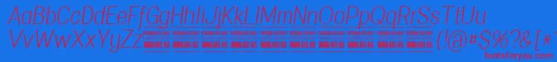 SpecifypersonalConlightitalic Font – Red Fonts on Blue Background