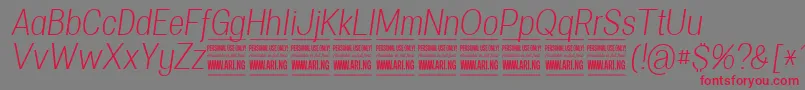 フォントSpecifypersonalConlightitalic – 赤い文字の灰色の背景