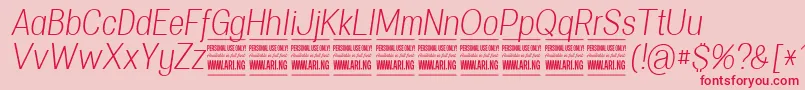 SpecifypersonalConlightitalic Font – Red Fonts on Pink Background