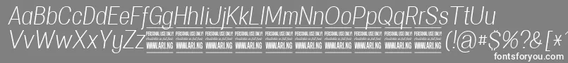 フォントSpecifypersonalConlightitalic – 灰色の背景に白い文字