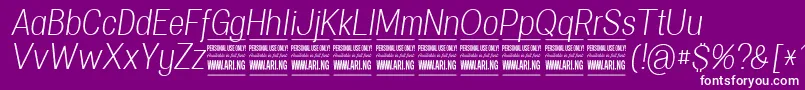 フォントSpecifypersonalConlightitalic – 紫の背景に白い文字