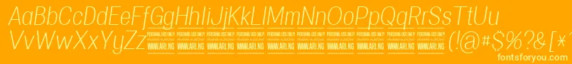 Шрифт SpecifypersonalConlightitalic – жёлтые шрифты на оранжевом фоне