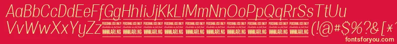 SpecifypersonalConlightitalic Font – Yellow Fonts on Red Background