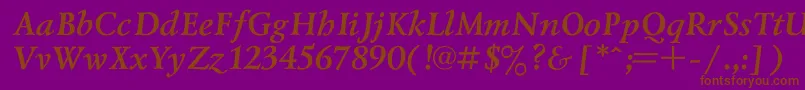 Lazursk2-Schriftart – Braune Schriften auf violettem Hintergrund