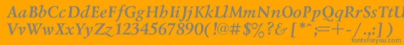 フォントLazursk2 – オレンジの背景に灰色の文字