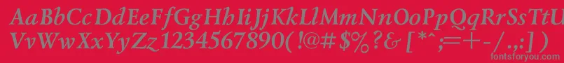 Fonte Lazursk2 – fontes cinzas em um fundo vermelho