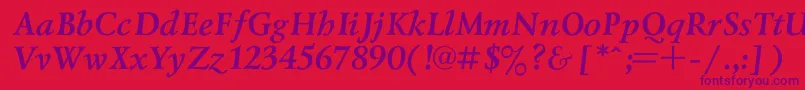 フォントLazursk2 – 赤い背景に紫のフォント