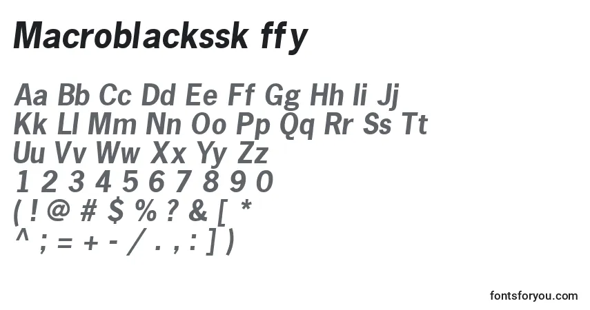 A fonte Macroblackssk ffy – alfabeto, números, caracteres especiais