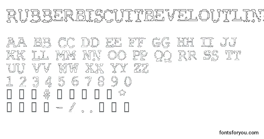 Schriftart RubberBiscuitBevelOutline – Alphabet, Zahlen, spezielle Symbole