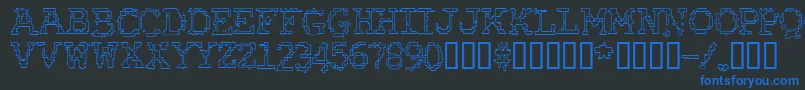 RubberBiscuitBevelOutline Font – Blue Fonts on Black Background