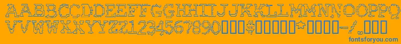 RubberBiscuitBevelOutline Font – Blue Fonts on Orange Background
