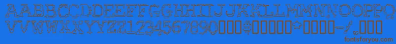 RubberBiscuitBevelOutline Font – Brown Fonts on Blue Background