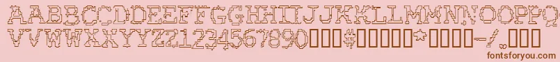 RubberBiscuitBevelOutline Font – Brown Fonts on Pink Background