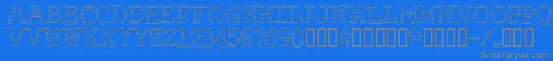 RubberBiscuitBevelOutline Font – Gray Fonts on Blue Background