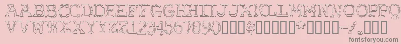 RubberBiscuitBevelOutline Font – Gray Fonts on Pink Background
