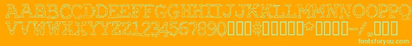 RubberBiscuitBevelOutline Font – Green Fonts on Orange Background