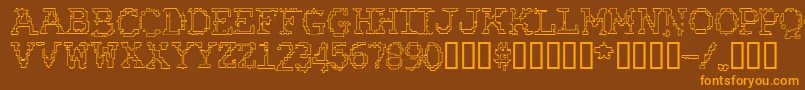 RubberBiscuitBevelOutline Font – Orange Fonts on Brown Background