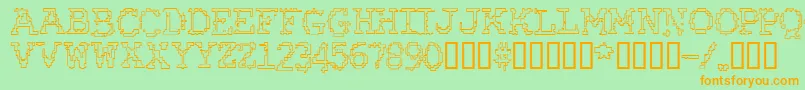 RubberBiscuitBevelOutline Font – Orange Fonts on Green Background