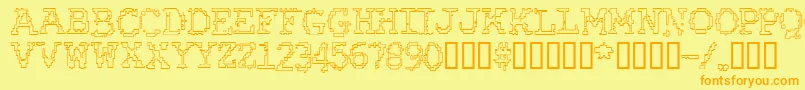 RubberBiscuitBevelOutline Font – Orange Fonts on Yellow Background