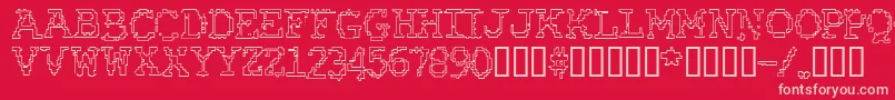 Więcej informacji o czcionce RubberBiscuitBevelOutline Czcionka RubberBiscuitBevelOutline – różowe czcionki na czerwonym tle