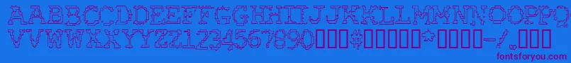 RubberBiscuitBevelOutline Font – Purple Fonts on Blue Background
