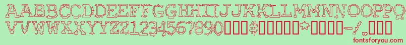 RubberBiscuitBevelOutline Font – Red Fonts on Green Background