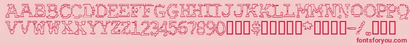 More about RubberBiscuitBevelOutline Font RubberBiscuitBevelOutline Font – Red Fonts on Pink Background