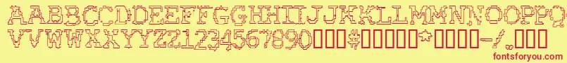 Шрифт RubberBiscuitBevelOutline – красные шрифты на жёлтом фоне