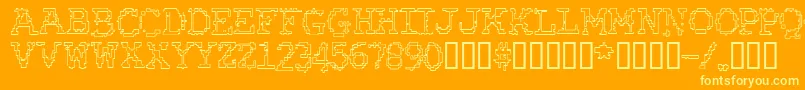 RubberBiscuitBevelOutline Font – Yellow Fonts on Orange Background